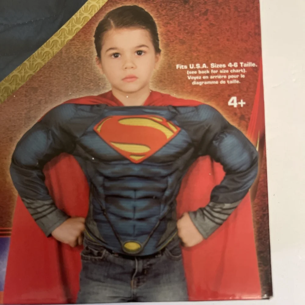 Superman Man of‎ Steel Muscle Chest Shirt Set Costume Child Size 4 6 - Picture 2 of 5